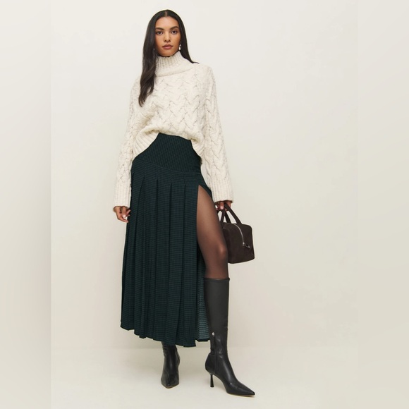 Reformation Nancy skirt size 4 dark slate check - Picture 6 of 10